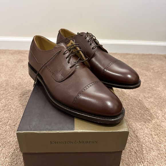 Johnston & Murphy Brown Leather Moc Toe Oxford Shoes - Size 8.5 Men’s - New - Picture 2 of 8